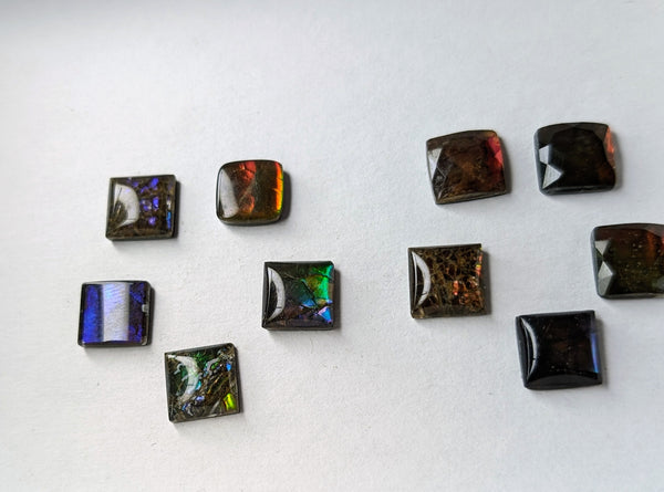 Square Ammolite gemstone size 10mm natural and genuine : E00bundle32