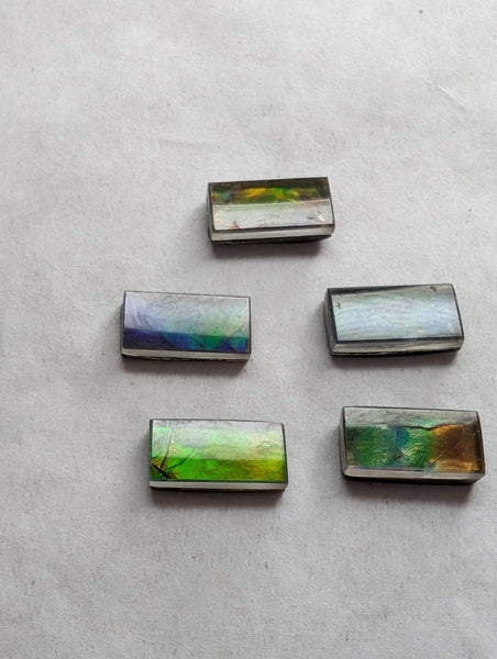 Rectangle Ammolite gemstone size 5X10mm natural and genuine : E00bundle37