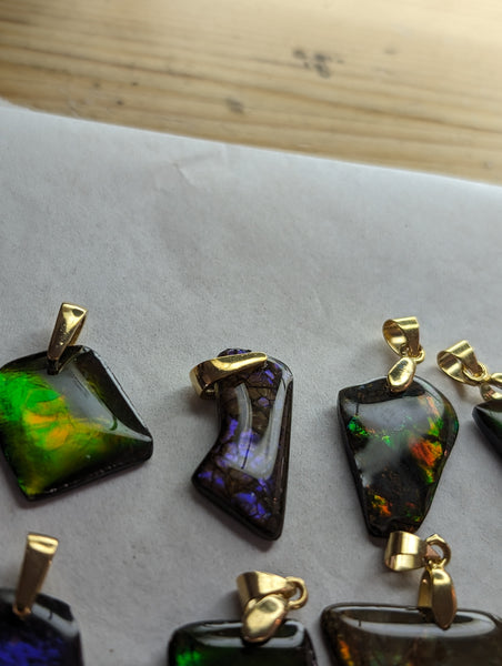 Ammolite Freeform Bundle with Gold Plated Bail: E00Bundle60