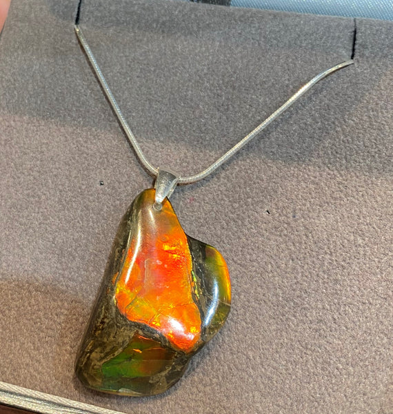 Ammolite Freeform and Sterling Silver Bail PN ES153-AA