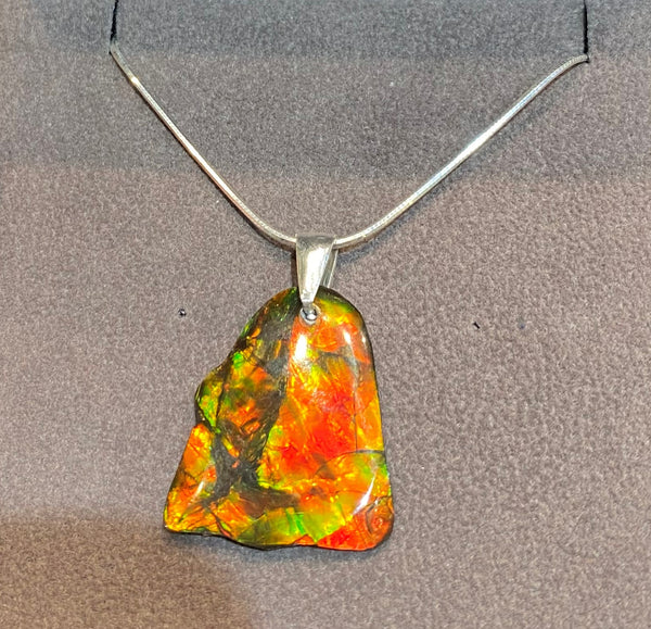 Ammolite Freeform and Sterling Silver Bail PN ES153-AA