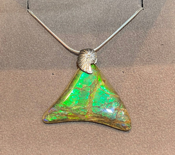 Ammolite Freeform and Sterling Silver Bail PN ES153-AA