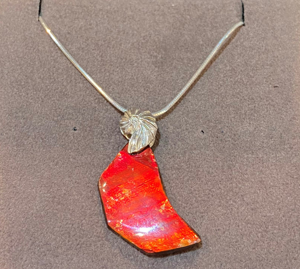 Ammolite Freeform and Sterling Silver Bail PN ES153-AA