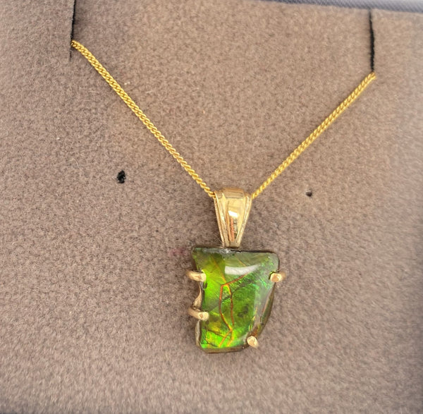 Ammolite Piece of Me Gold Pendant With 14/20 Gold Chain PN: ES157-AA
