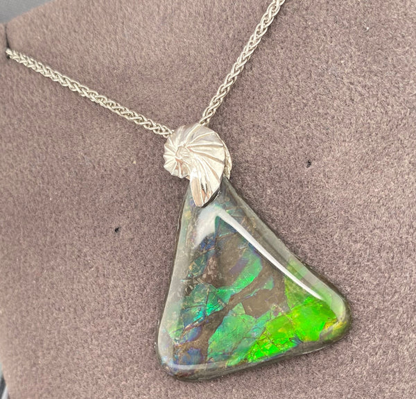 Ammolite Freeform Pendant that is 28x27mm Right View PN E004248