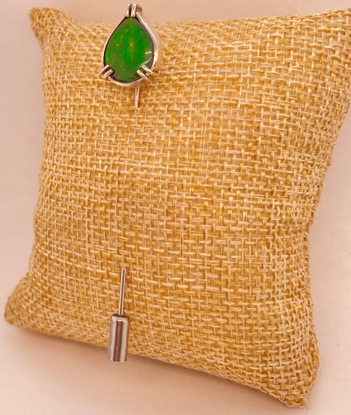 Ammolite Pear Silver Pin Right View PN E10483