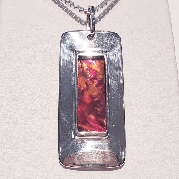 Ammolite Pendant in Dog-Tag Style Silver Pendant PN. E21063 %product from Empire Ammolite