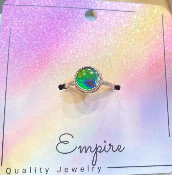 Ammolite 8mm Sterling Silver Ring Pn: ES155-AA