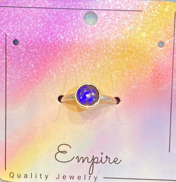 Ammolite 8mm Sterling Silver Ring Pn: ES155-AA