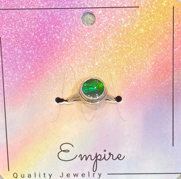 Ammolite 8mm Sterling Silver Ring Pn: ES155-AA