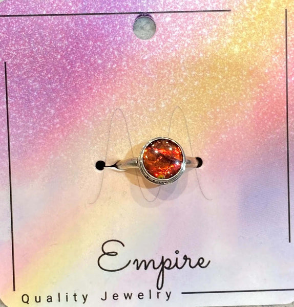 Ammolite 8mm Sterling Silver Ring Pn: ES155-AA