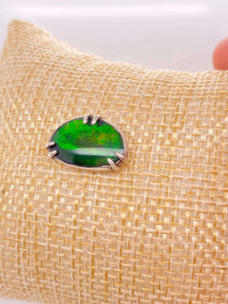 Ammolite Bean Shaped Silver Pin PN E10373