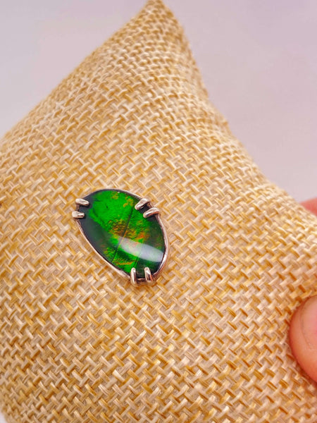 Ammolite Bean Shaped Silver Pin PN E10373