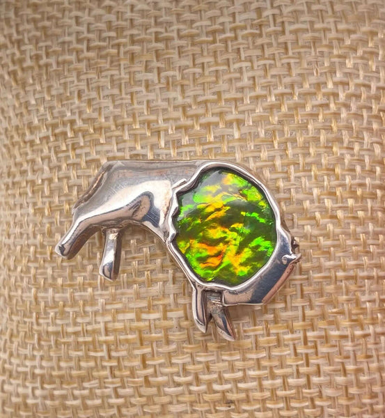 Ammolite Buffalo Silver Pin PN E20462