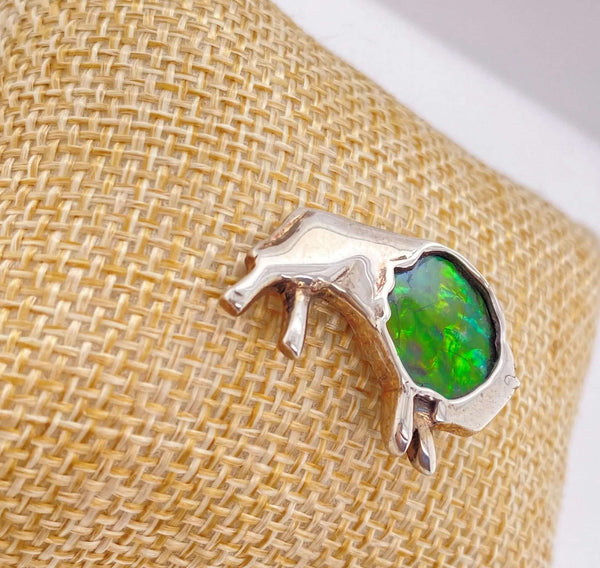 Ammolite Buffalo Silver Pin Left View PN E20462