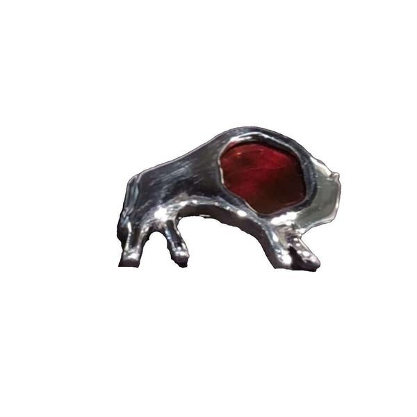 Ammolite Buffalo Silver Pin Front View PN E20951