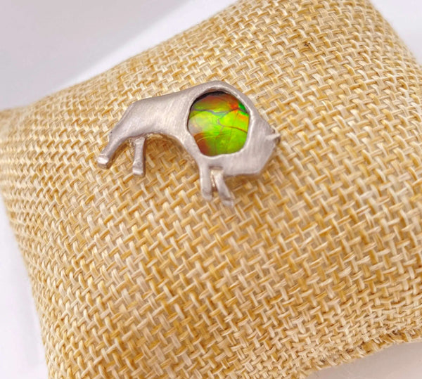 Ammolite Buffalo Silver Pin PN E20952