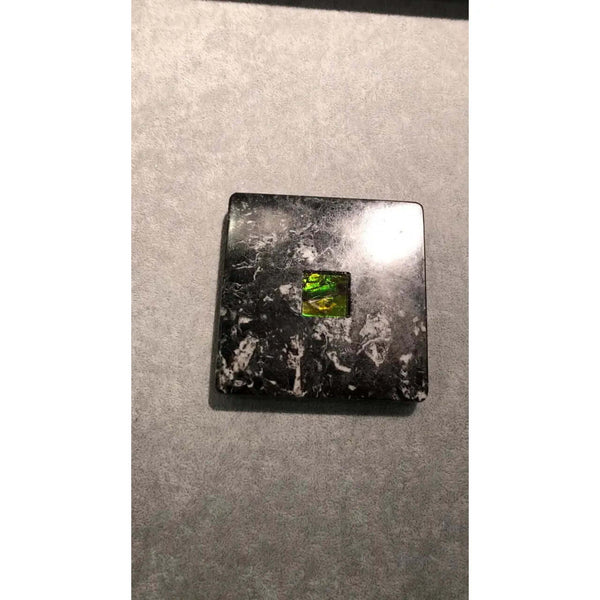 Ammolite Coaster with Ammolite Gemstone PN: E150111 %product from Empire Ammolite