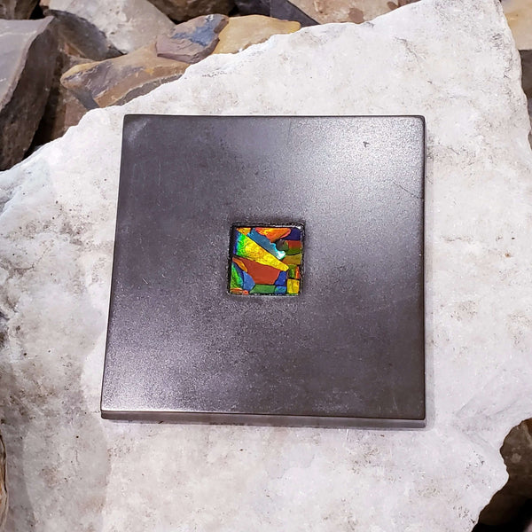 Ammolite Coaster with Ammolite Gemstone PN: E150111 %product from Empire Ammolite