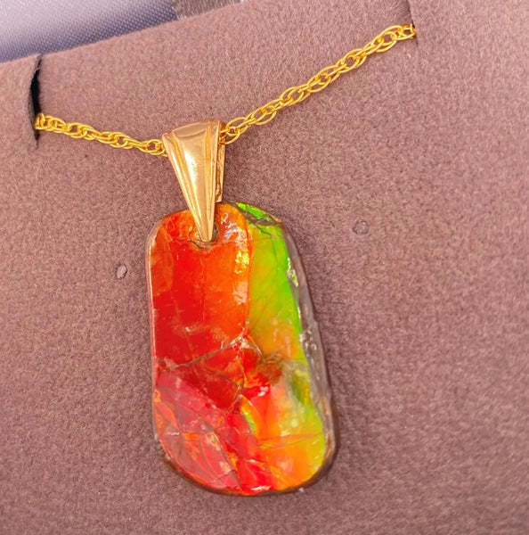 Ammolite Freeform Pendant that is 15X25MM Imperial PN E1379