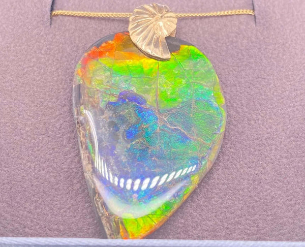 Ammolite Freeform Pendant that is 30x30mm PN E1383