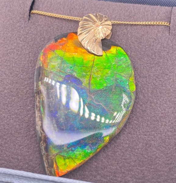 Ammolite Freeform Pendant that is 30x30mm Front View PN E1383
