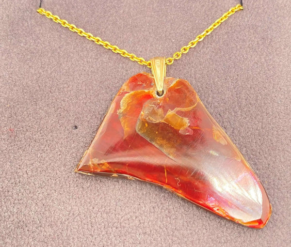 Ammolite Freeform Pendant that is 44x24mm Another Side View PN E134L