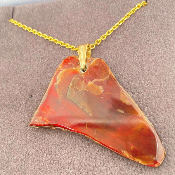 Ammolite Freeform Pendant that is 44x24mm Back Side View PN E134L