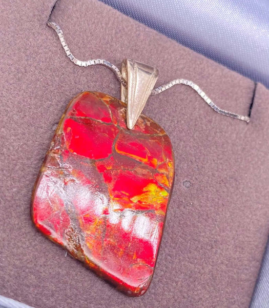 Ammolite Freeform Pendant with Silver Bail PN E20574A