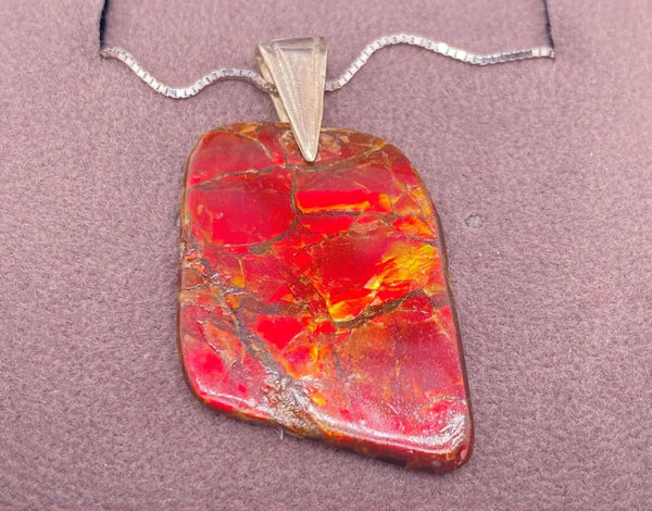 Ammolite Freeform Pendant with Silver Bail Left View PN E20574A