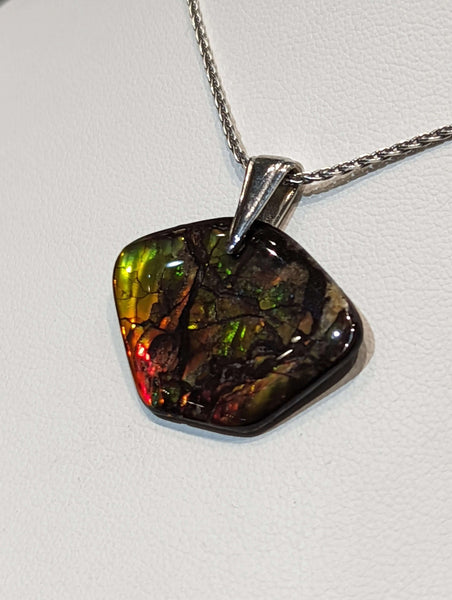 Ammolite Freeform Pendant with Silver Bail PN E21234 %product from Empire Ammolite