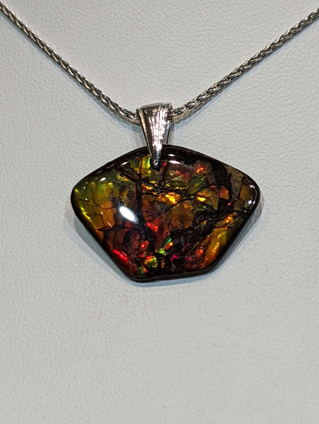 Ammolite Freeform Pendant with Silver Bail PN E21234 %product from Empire Ammolite