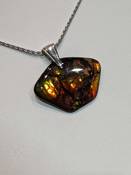 Ammolite Freeform Pendant with Silver Bail PN E21234 %product from Empire Ammolite