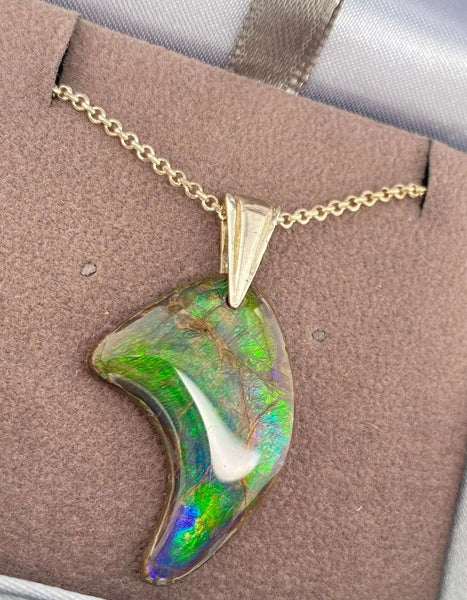 Ammolite Freeform and Sterling Silver Bail 28x18mm Right View PN E20181