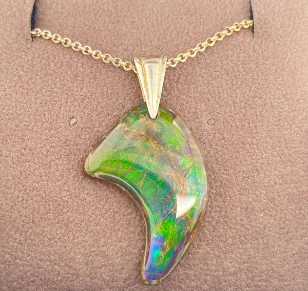 Ammolite Freeform and Sterling Silver Bail 28x18mm PN E20181