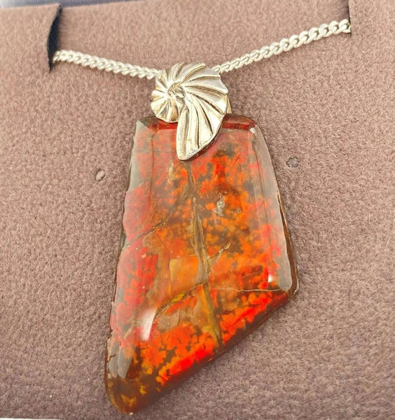 Ammolite Freeform and Sterling Silver Bail 30x19mm PN E10304