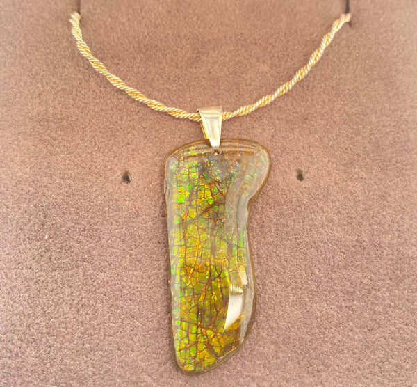 Ammolite Freeform and Sterling Silver Bail PN ES153-AA %product from Empire Ammolite