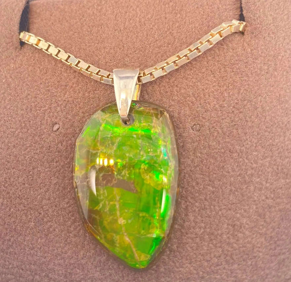 Ammolite Freeform and Sterling Silver Bail PN ES153-AA %product from Empire Ammolite