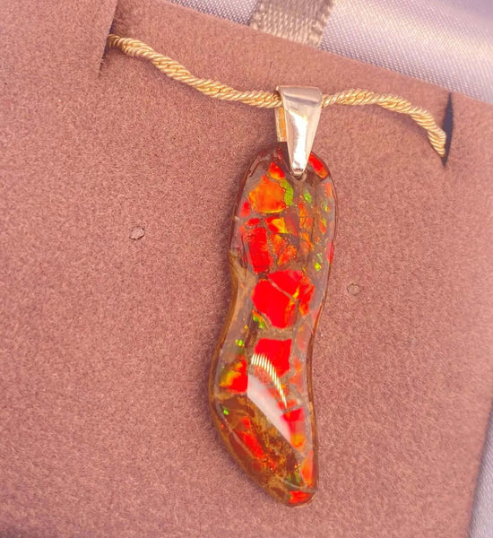 Ammolite Freeform and Sterling Silver Bail PN ES153-AA %product from Empire Ammolite