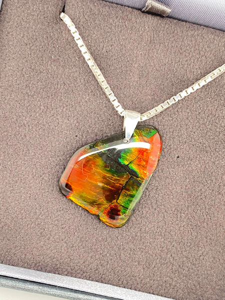 Ammolite Freeform with Red, Orange, Yellow and Green colors PN E21341