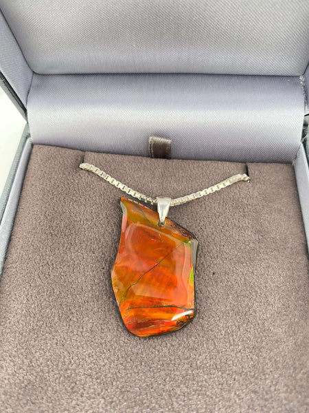 Ammolite Freeform with Red and Orange colors PN E21341