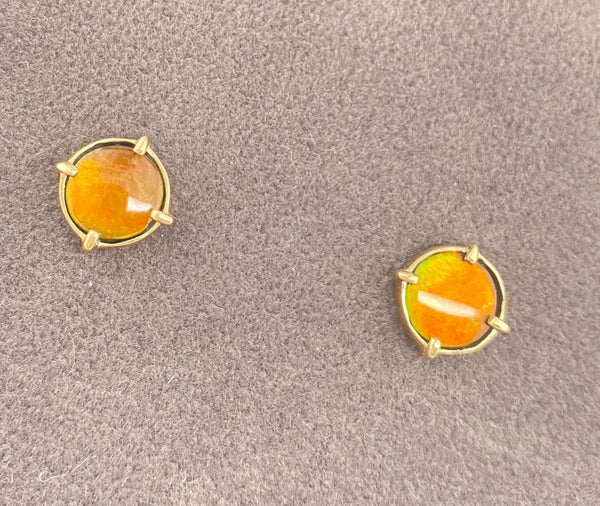 Ammolite Gold Earring with 8mm Gemstones Right View PN E20731