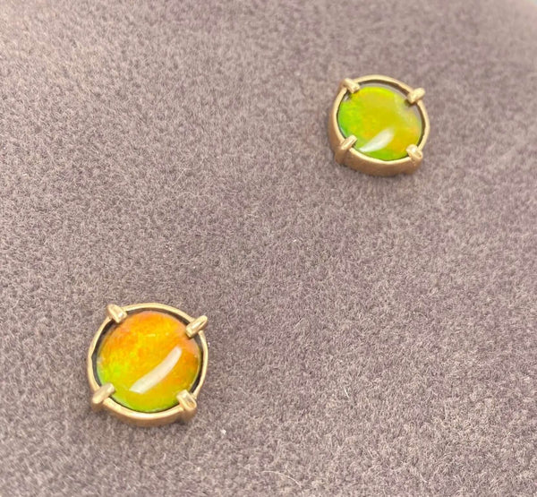 Ammolite Gold Earring with 8mm Gemstones PN E20731