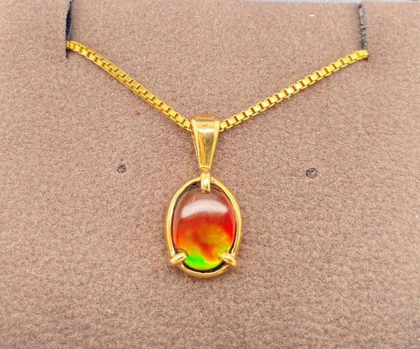 Ammolite Gold Pendant with an Oval Gem Set in 14KYG PN E20824