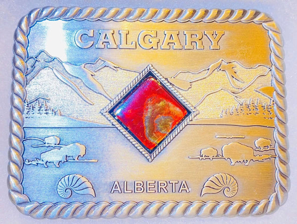 Ammolite Large Calgary Alberta Belt Buckle Red PN E21301