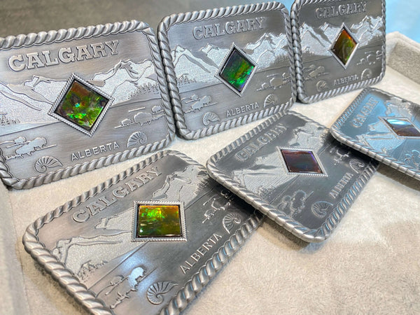 Ammolite Large Calgary Alberta Belt Buckle Left View PN E21301