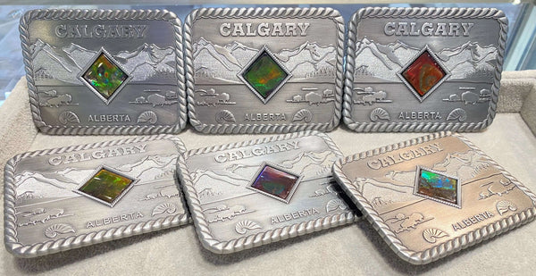 Ammolite Large Calgary Alberta Belt Buckle Front View PN E21301