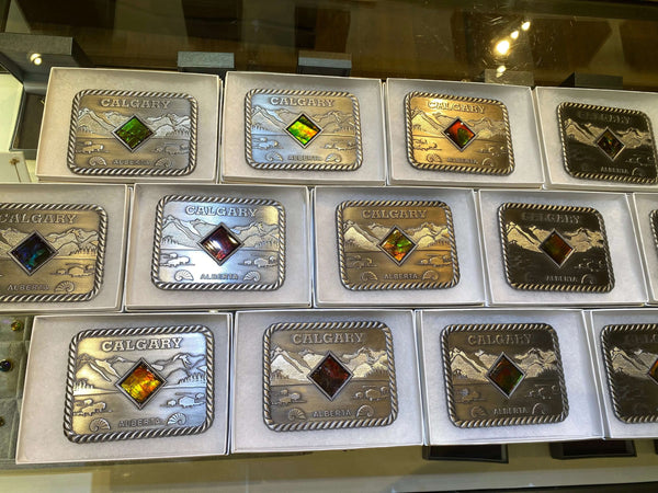Ammolite Large Calgary Alberta Belt Buckle Top View PN E21301
