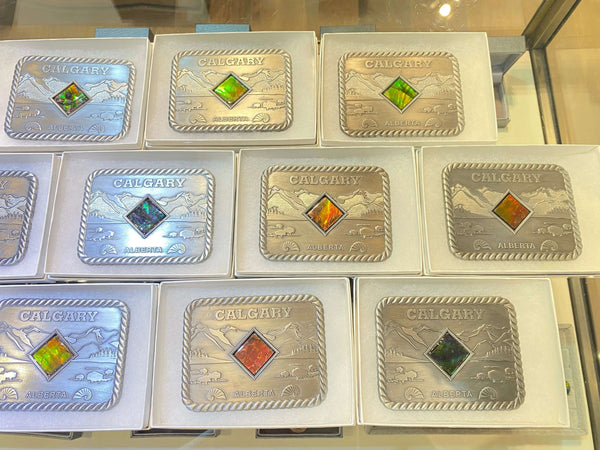 Ammolite Large Calgary Alberta Belt Buckle Top View