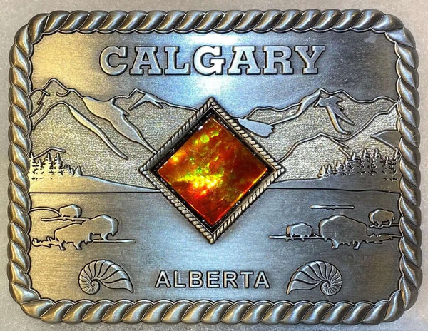 Ammolite Large Calgary Alberta Belt Buckle Red Green PN E21301